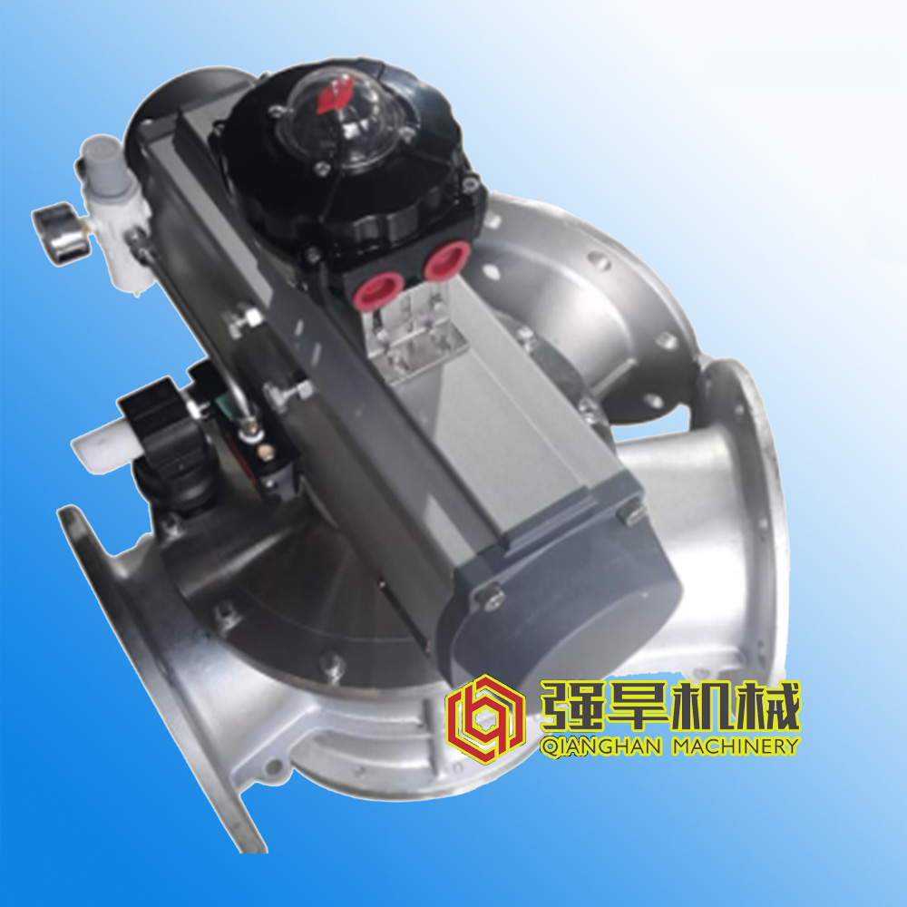 3-way direction-changing valve for powders and particles