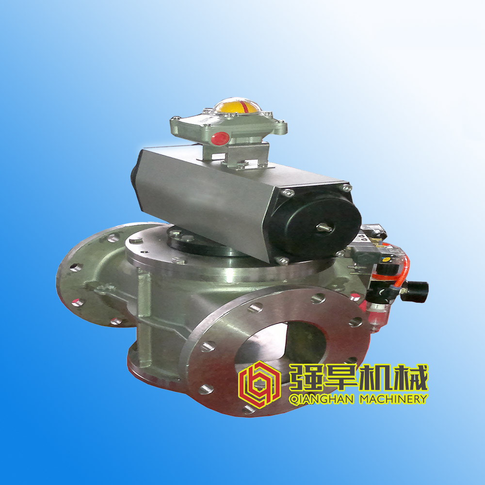 3-way direction-changing valve for powders and particles